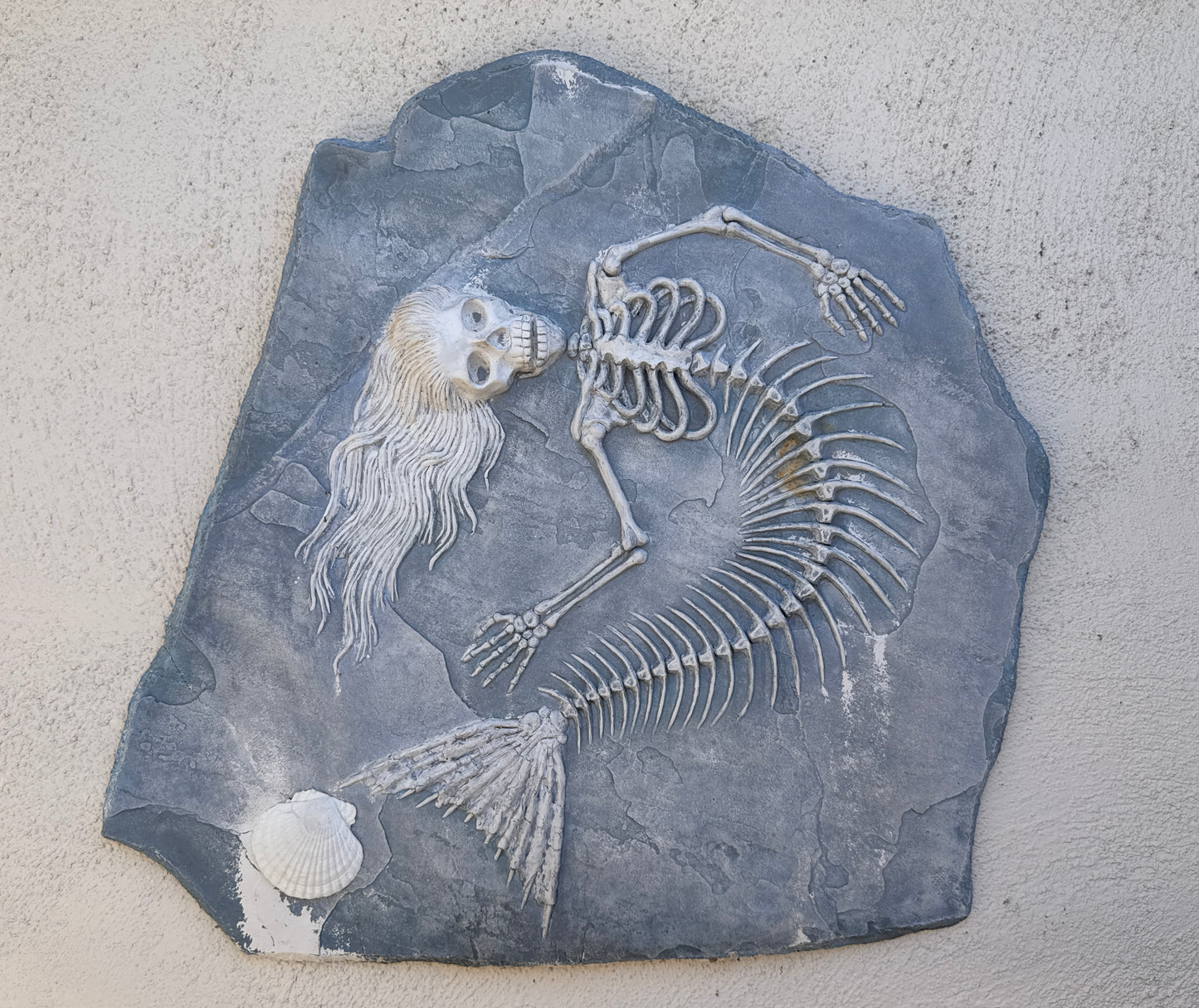 Fossil Mermaid of Sector 51 - Cast Stone Sculpture – Sci-Fi UFO Decor – Unique Man Cave Art
