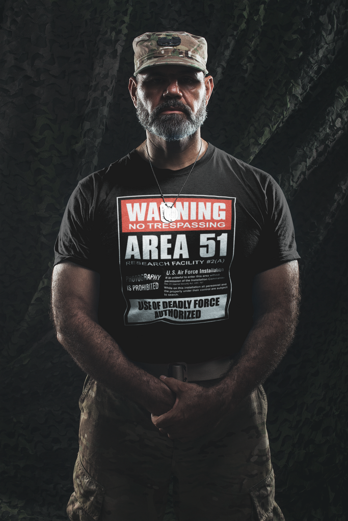 Area 51 Warning 5.3 oz. T-Shirt Black / 2XL