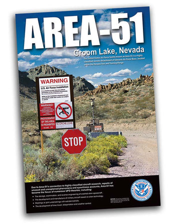Area 51 Groom Lake Secret Entance Alien UFO Area51 Poster 24x36 - Area 51 UFO Souvenirs Gifts T-Shirts