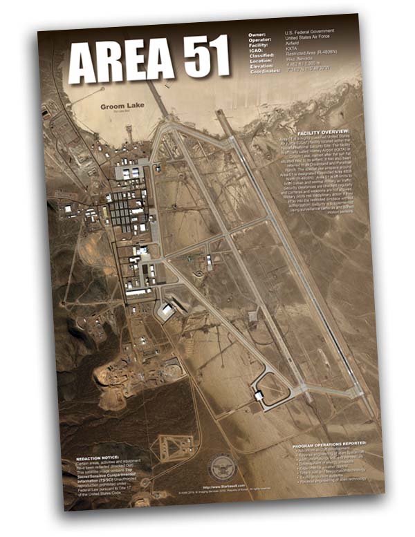 Area 51 arial satellite classified image UFO poster 24x36" - Area 51 UFO Souvenirs Gifts T-Shirts