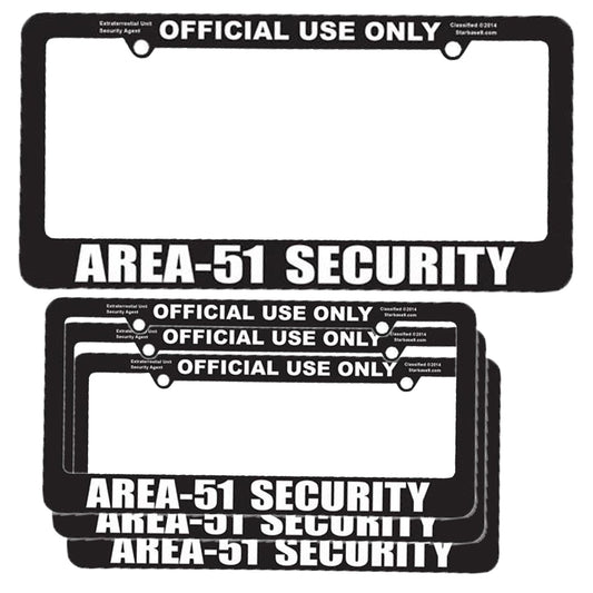 Area-51 Security License Plate Frame – Official Use Only Alien Patrol Car Tag Cover | Funny UFO Enthusiast Gift