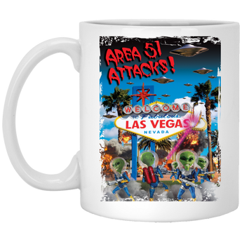 Area 51 Attacks - XP8434 11 oz. White Mug - Area 51 UFO Souvenirs Gifts T-Shirts