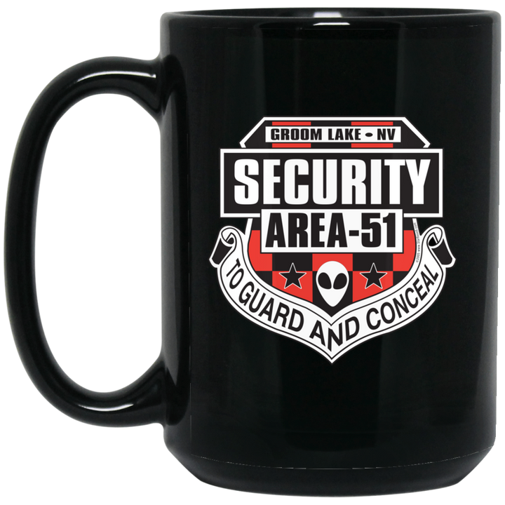 Area 51 Security 15 oz. Black UFO Alien Coffee Mug - Area 51 UFO Souvenirs Gifts T-Shirts