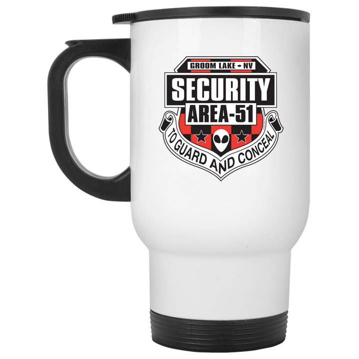 Area 51 UFO Security - XP8400W White Travel Mug - Area 51 UFO Souvenirs Gifts T-Shirts