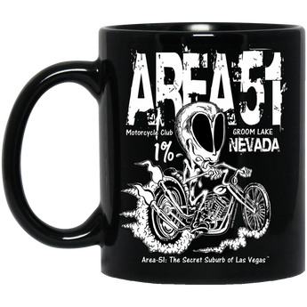 Area 51 Rat Bike - BM11OZ 11 oz. Black Mug - Area 51 UFO Souvenirs Gifts T-Shirts