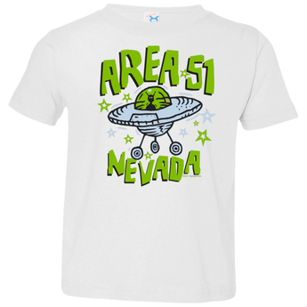 Area 51 Cartoon UFO - 3321 Toddler Jersey T-Shirt - Area 51 UFO Souvenirs Gifts T-Shirts