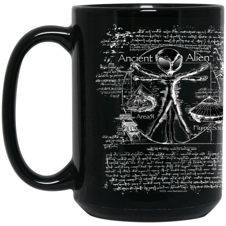Ancient Alien 15 oz. Black Coffee Mug - Area 51 UFO Souvenirs Gifts T-Shirts