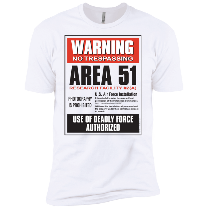 Area 51 Warning Premium Alien UFO T-Shirt - Area 51 UFO Souvenirs Gifts T-Shirts