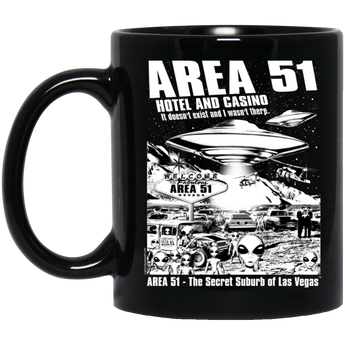 Area 51 Hotel Casino - BM11OZ 11 oz. Black Mug - Area 51 UFO Souvenirs Gifts T-Shirts
