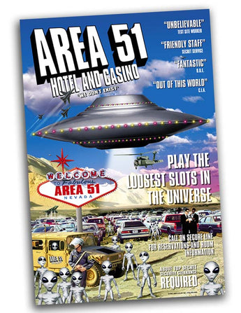 Area 51 Hotel & Casino Alien UFO Area51 Poster 24x36 - Area 51 UFO Souvenirs Gifts T-Shirts