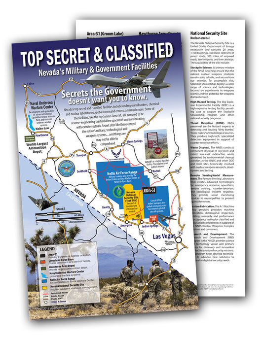 Area51 Classified Nevada Test Sight Map - Area 51 UFO Souvenirs Gifts T-Shirts